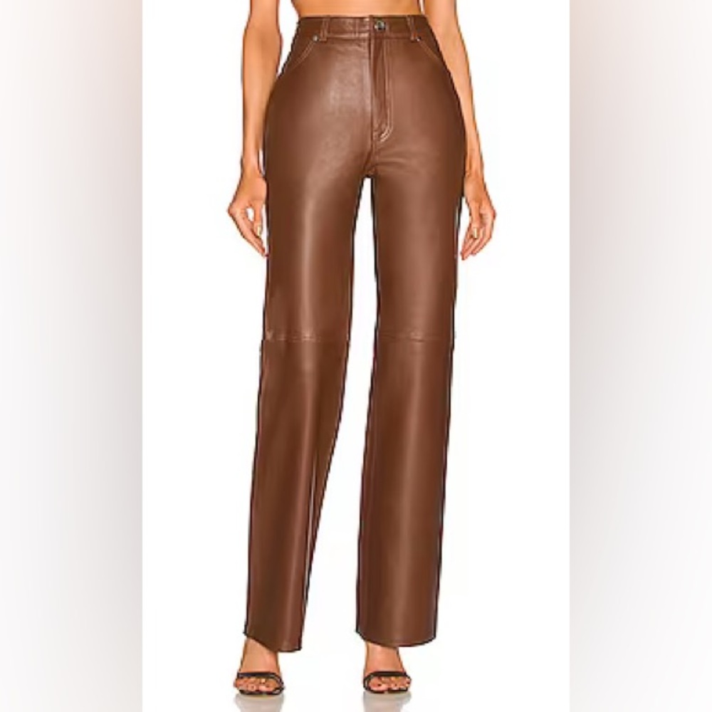 Mila Leather Boot Cut Pant in Brown
L'Academie